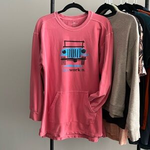 DunWorkin Off Road 4x4 Print Long Tunic Sweatshirt with Pocket size Large